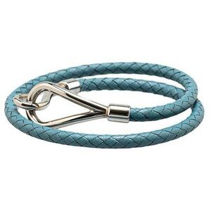 Hermès Turquoise Braided Leather Bracelet